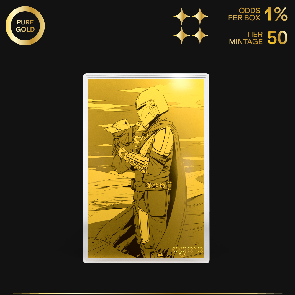 Hunt Din Djarin and Grogu in pure gold.